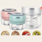 Mini electric garlic chopper in pink, mint green and white