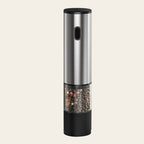 Rechargeable electric salt and pepper grinder in stainless steel