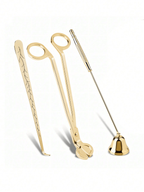 Gold stainless steel candle care set: wick dipper, wick trimmer and candle snuffer