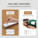 Two installation methods: nail-free adhesive or screws and wall plugs