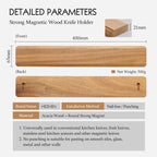 Detailed parameters: 400 mm long, 65 mm tall, 21 mm thick, 500 g, acacia wood with strong round magnets