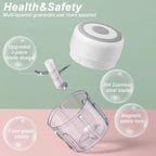 Features: 3-piece blade design, 304 stainless steel blade, magnetic safety lock and food-grade plastic bowl