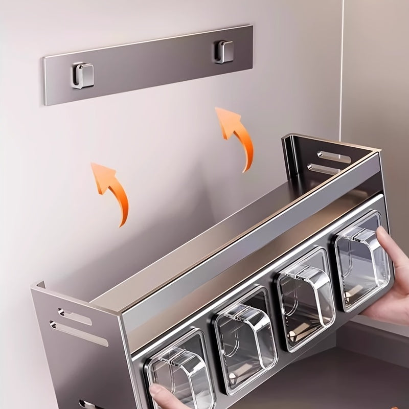 Hang-on mounting: attach the wall plate, then hook the rack on, no drilling