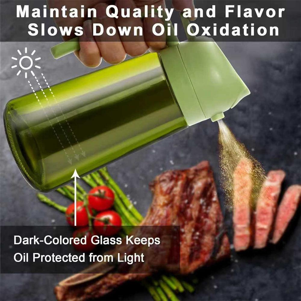 Spray function: dark-colored glass keeps oil protected from light