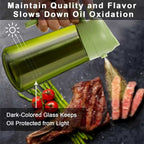 Spray function: dark-colored glass keeps oil protected from light