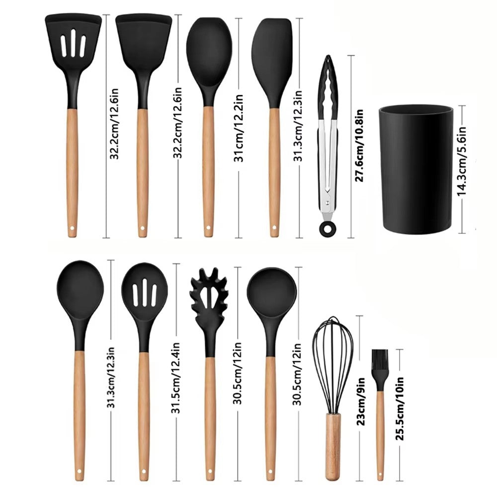 Utensil set with measurements for each piece