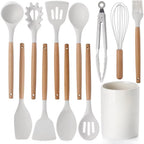 Full 12-piece set in cream with the storage holder