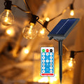 Outdoor G40 string light bulbs with a solar panel and remote control