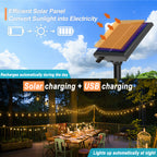 Solar panel and USB charging: recharges during the day and lights up automatically at night